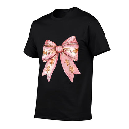 Coquette Bow Pink Gingerbread Christmas Girly Xmas  Trendy Pattern T-Shirt