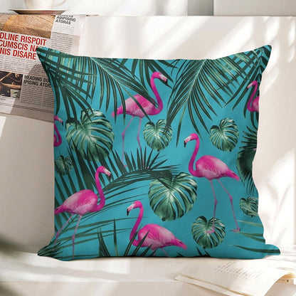 Tropical Flamingo Pattern #4 #tropical #decor #art Linen Throw Pillow Cover