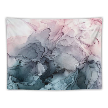 Blush And Payne's Grey Flowing Abstract Painting Tapestry