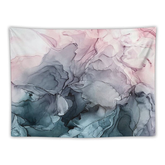Blush And Payne's Grey Flowing Abstract Painting Tapestry