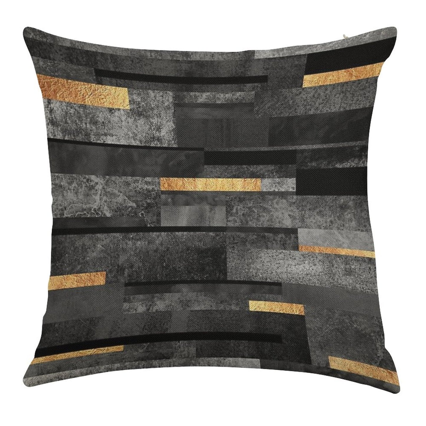 Urban Black & Gold Linen Throw Pillow Cover