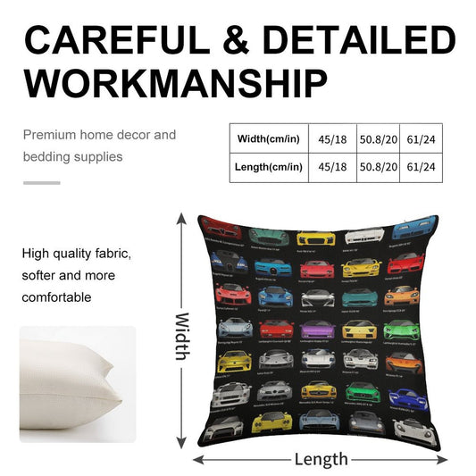 Super Cars (B) Linen Throw Pillow Cover