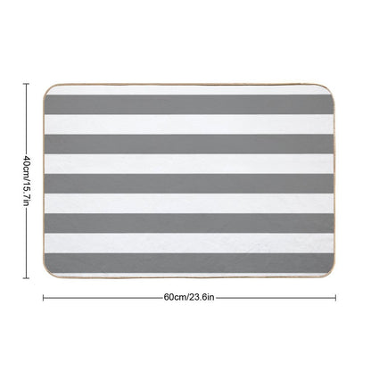 GRAY AND WHITE STRIPES Bath Mat