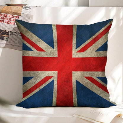 Old And Worn Distressed Vintage Union Jack Flag Linen Throw Pillow Cover