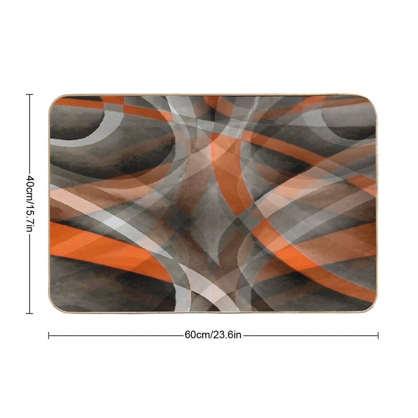 Eighties Burned Orange On Grey  Abstract Curve Pattern Bath Mat