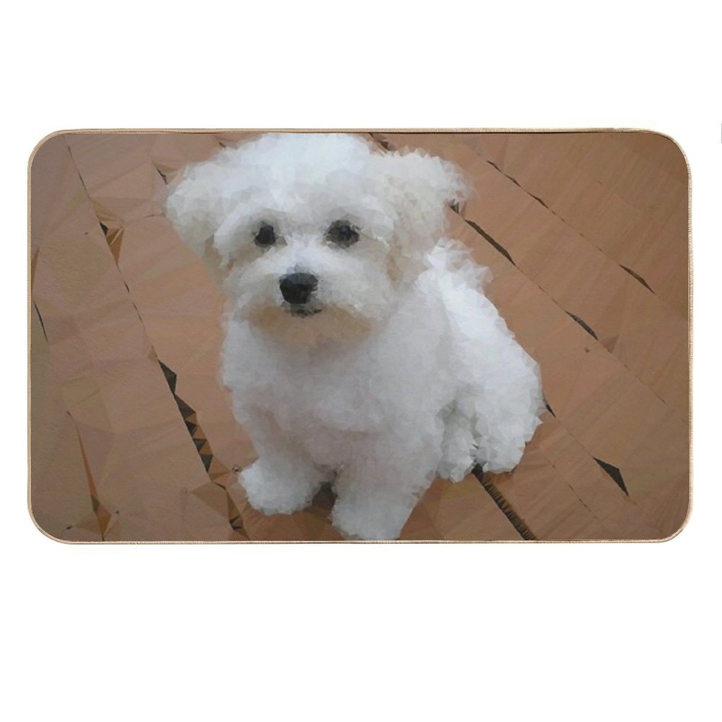 Maltese Puppy Low Poly Geometric Triangles Bath Mat