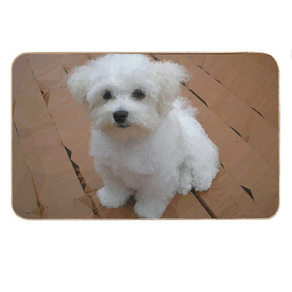 Maltese Puppy Low Poly Geometric Triangles Bath Mat