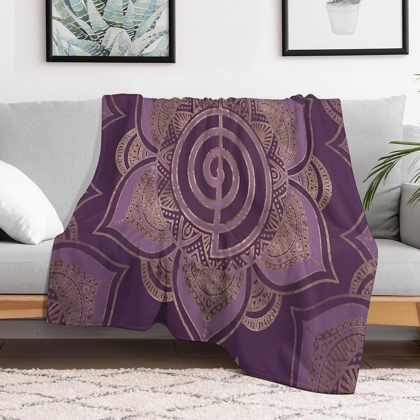 Reiki Cho Ku Rei - Pastel And Gold Throw Blanket