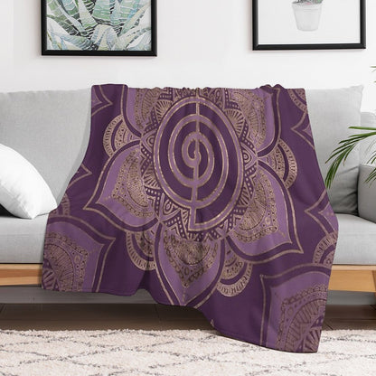Reiki Cho Ku Rei - Pastel And Gold Throw Blanket