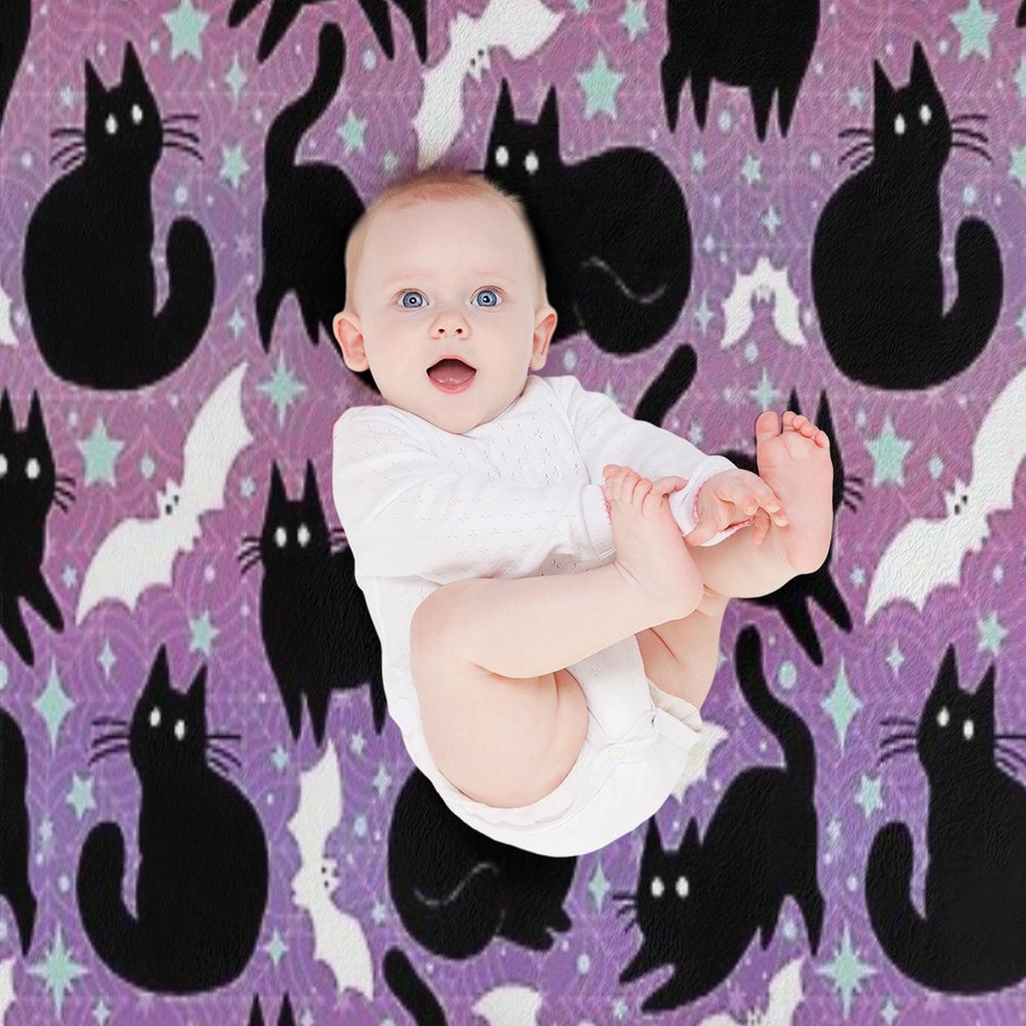 Pastel Halloween with Black Cats Throw Blanket