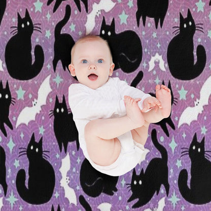 Pastel Halloween with Black Cats Throw Blanket