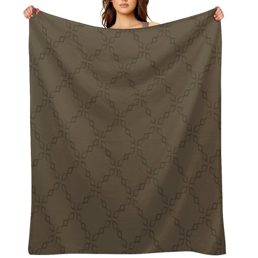 Circle Chain of Gray Mixed with Light Brown Throw Blanket