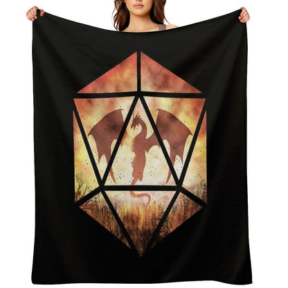 Fire Dragon D20 Throw Blanket