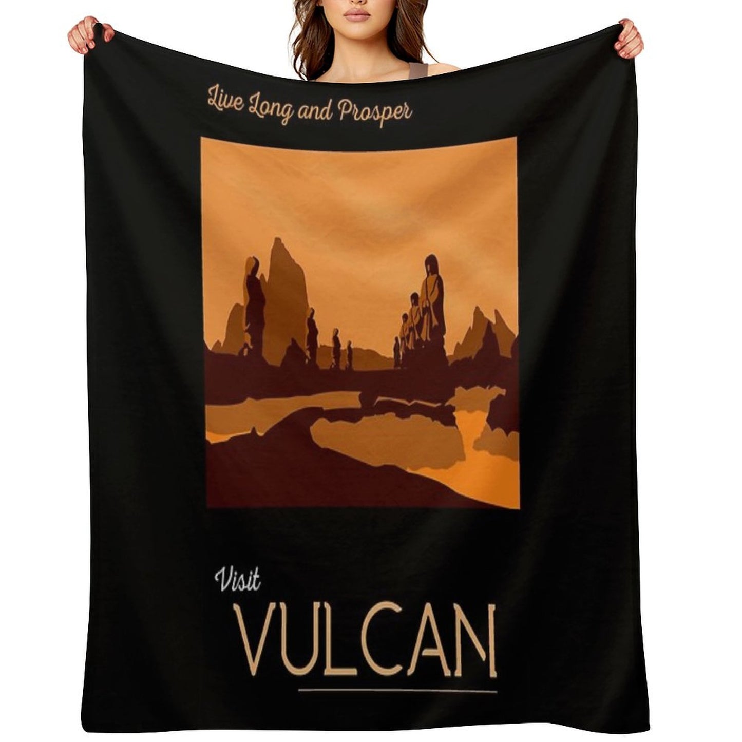 Vulcan Travel Poster Throw Blanket