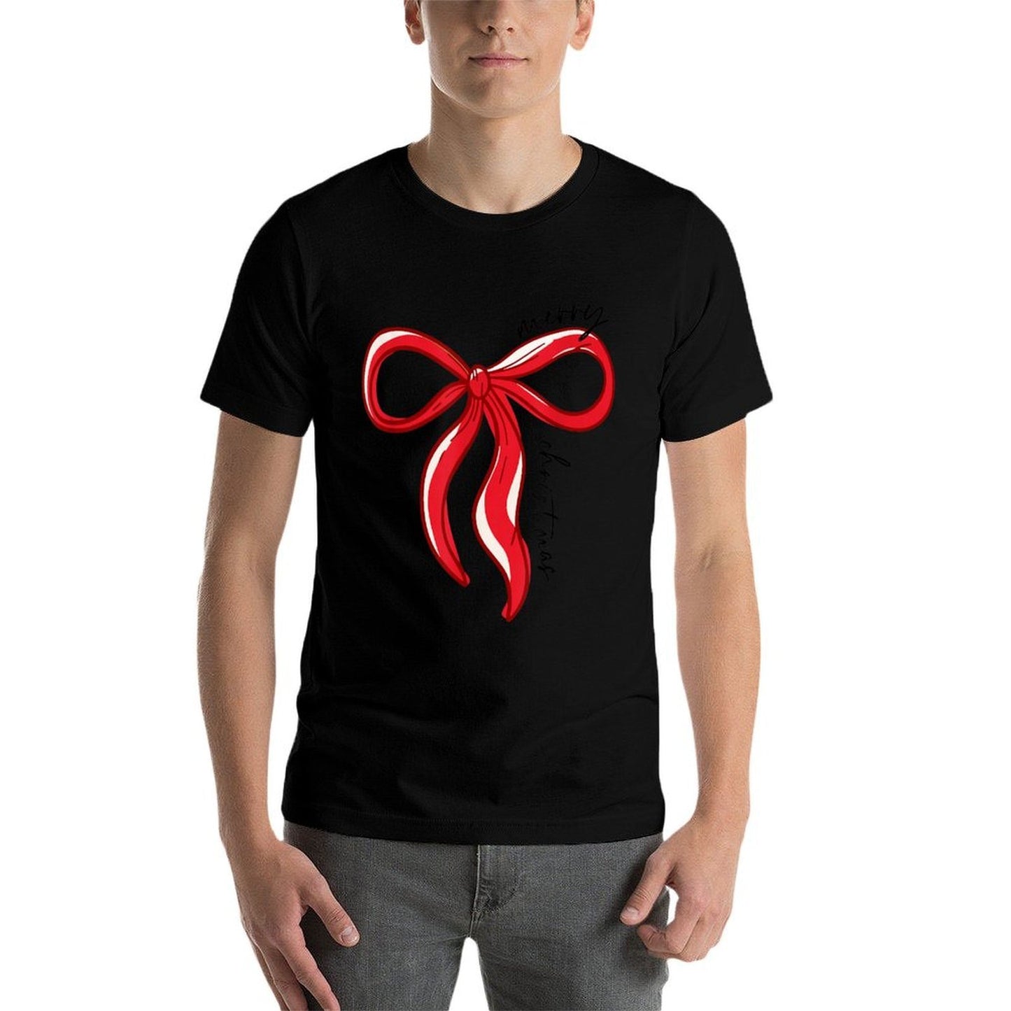 Merry Christmas Bow Red Santa Xmas Coquette Aesthetic  High-quality Stitching T-Shirt