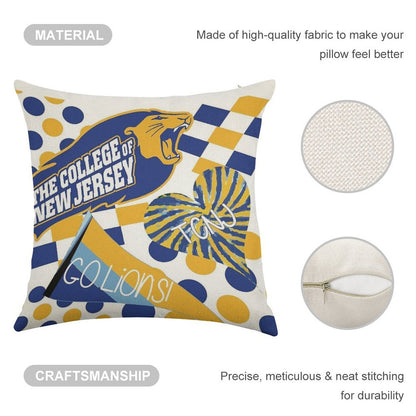 The College of New Jersey Collage Linen Throw Pillow Cover
