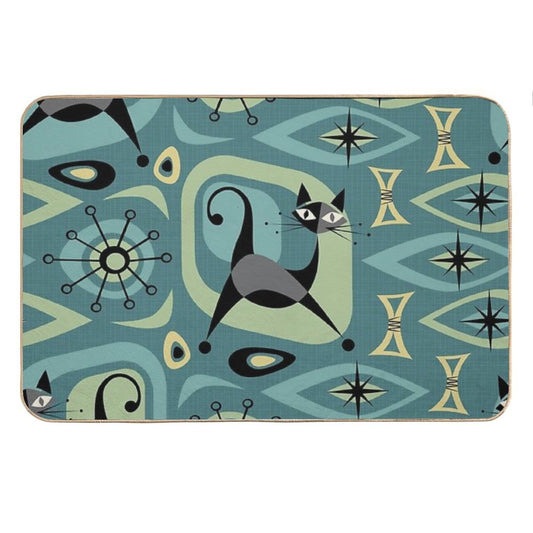 Mid Century Cat Abstract ©️studioxtine Bath Mat