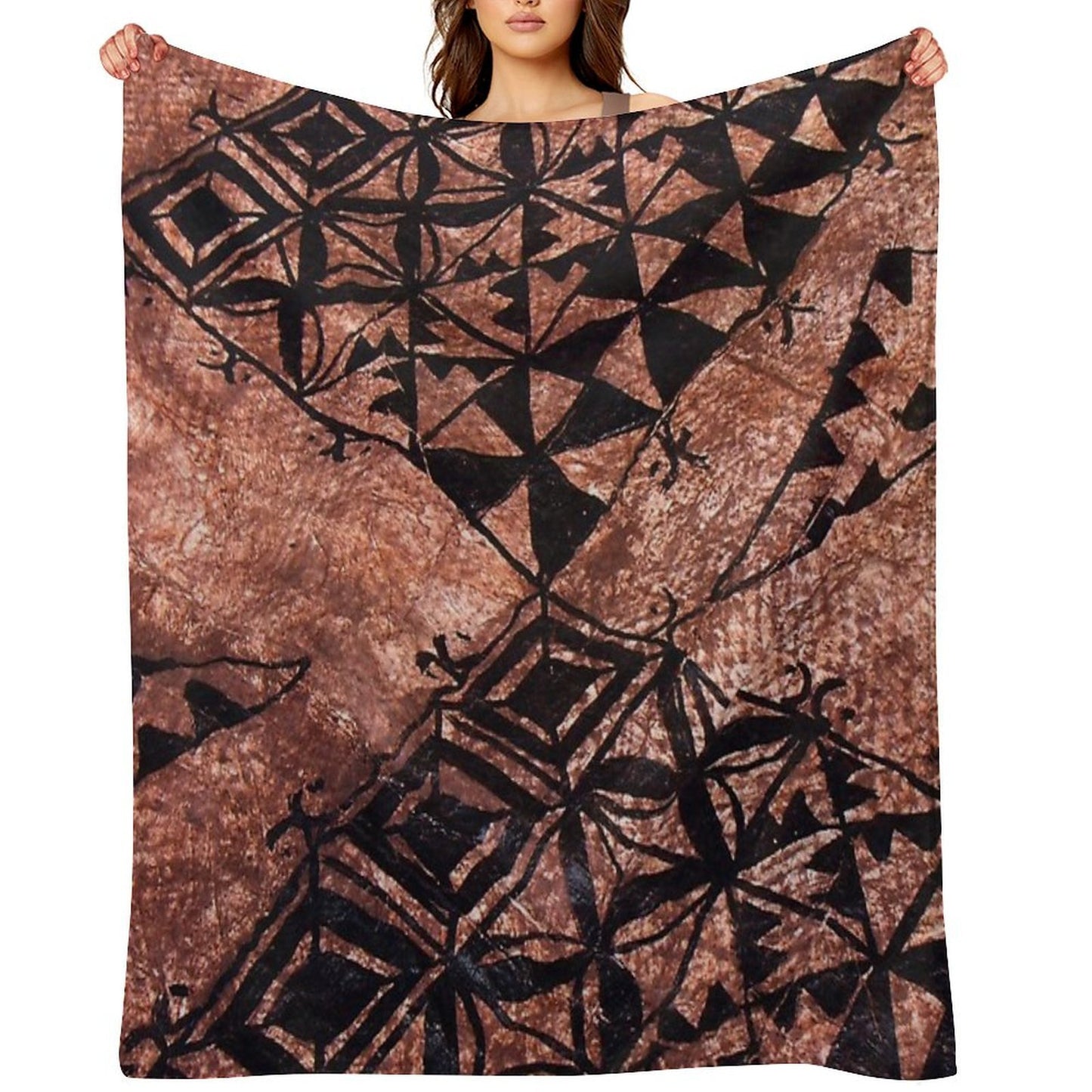 Tongan Tapa Design Throw Blanket