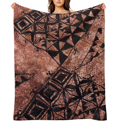 Tongan Tapa Design Throw Blanket