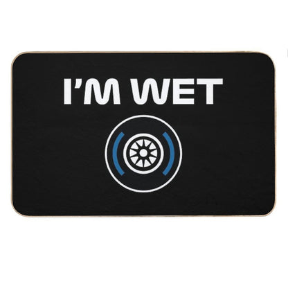 Funny Design I'm Wet (Wet Tyre Design - WhiteBlack BG) Bath Mat