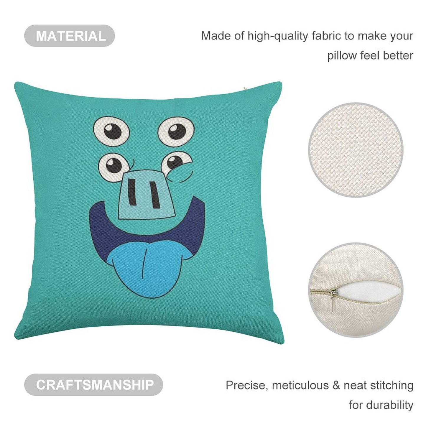 Kipo - Pig Face Linen Throw Pillow Cover