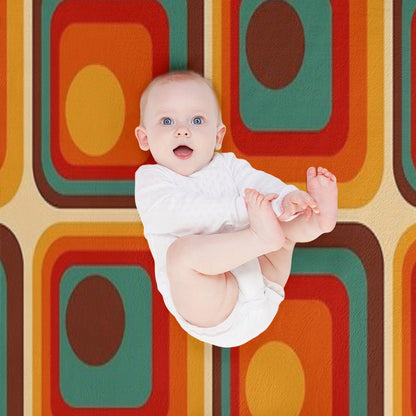 Retro Geometric Gradient Square And Circle Pattern 221 Throw Blanket