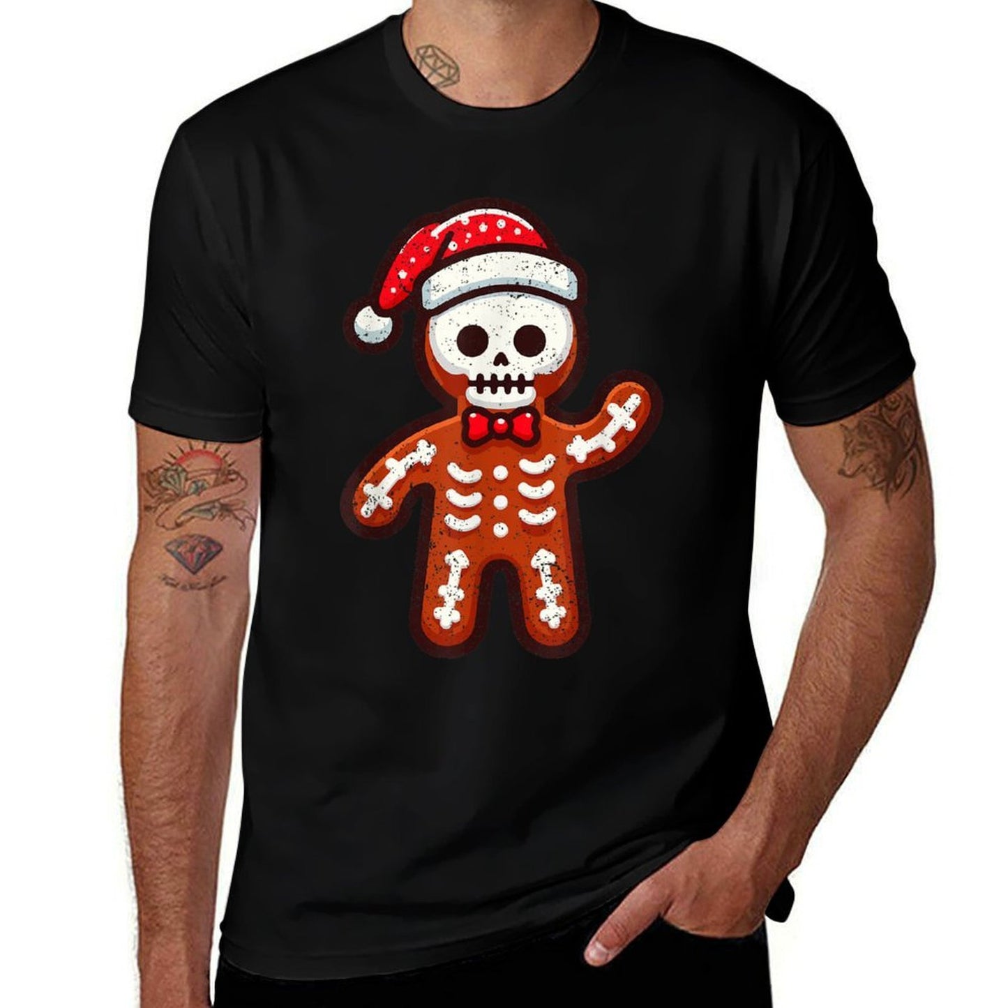 Skeleton Gingerbread Christmas Santa Hat X-mas Holiday  Vintage-inspired T-Shirt