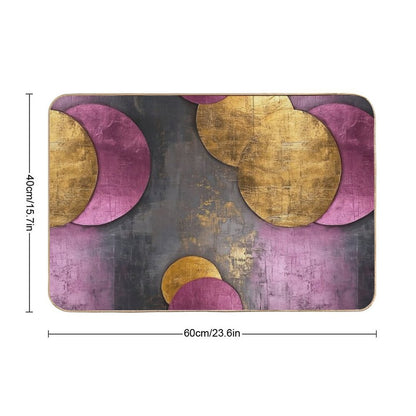 Vintage Geometric Circles – Abstract Gold & Teal Ar  Repositionable Bath Mat