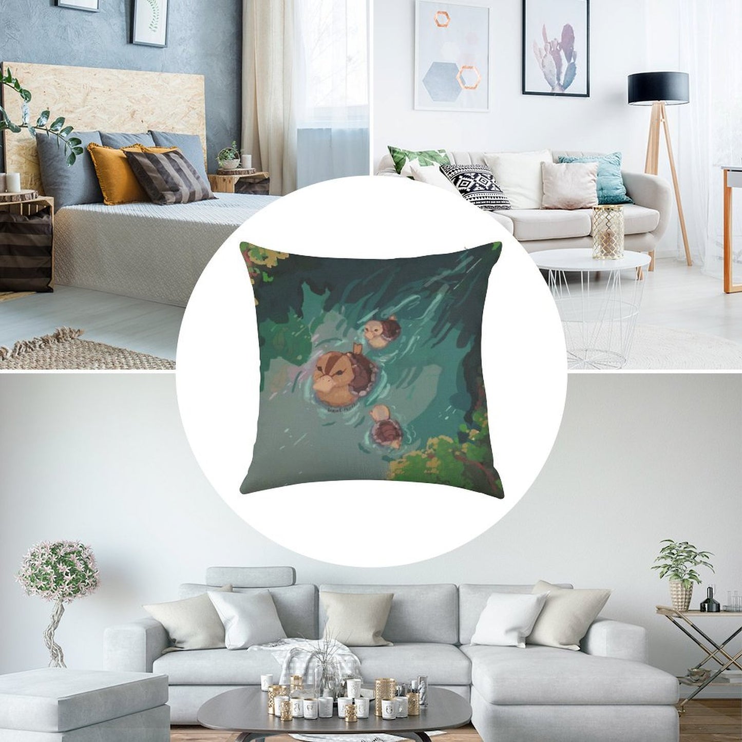 Turtle Duck Pond Avatar The Last Airbender Linen Throw Pillow Cover