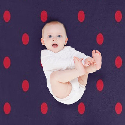 Small RED And NAVY BLUE Polka Dots Throw Blanket