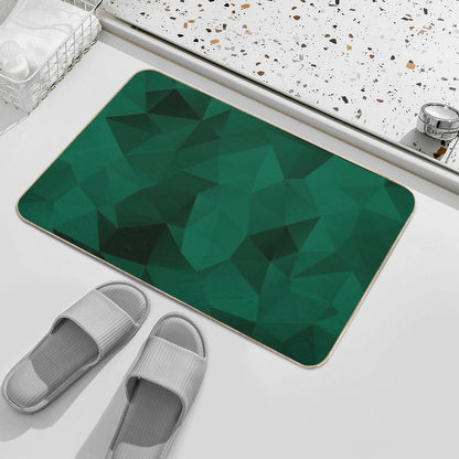Polygonal Emerald Green Geometric Pattern Bath Mat
