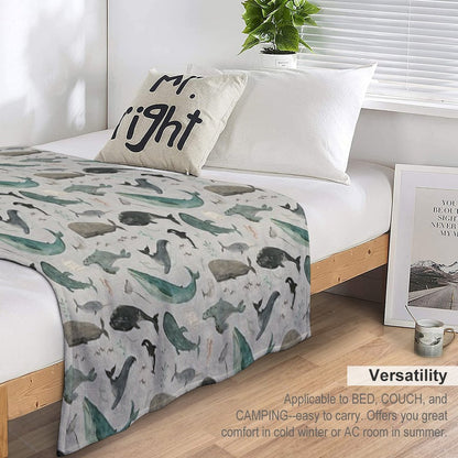 Whale Song Gray Throw Blanket