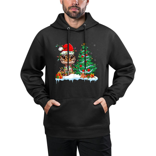 Leopard Gecko - Funny Gecko Wearing Santa Hat Christmas Shape Retention Hoodie