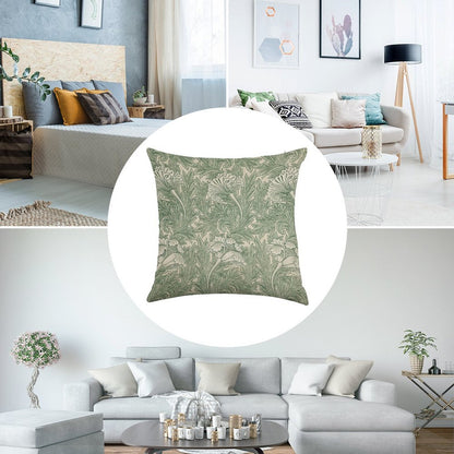 William Morris Vintage Green Tulip Floral Pattern Linen Throw Pillow Cover