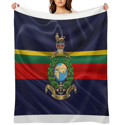 Royal Marines - RM Badge over Royal Marine Flag Throw Blanket