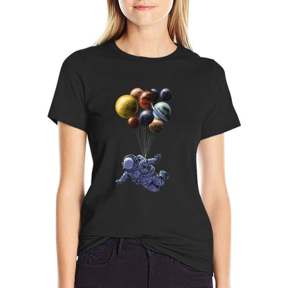 Space Travel  Ribbed Collar T-Shirt