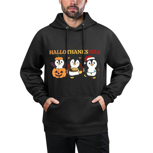 Penguin Christmas Halloween Costume Happy Hallothanksmas Customizable Surface Hoodie