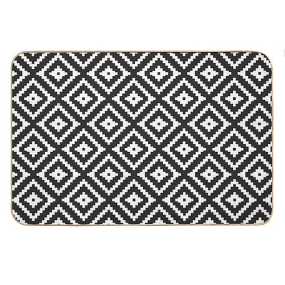 Aztec - White on Black Bath Mat