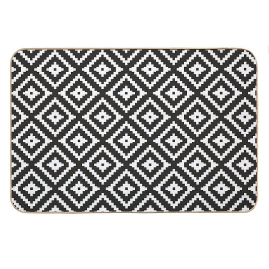 Aztec - White on Black Bath Mat