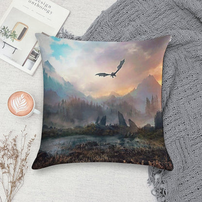 Dragon Mountain Soft Hidden Zipper Throw Pillow
