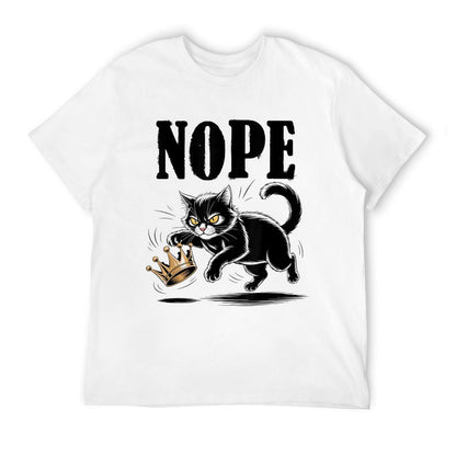 Nope No Kings In America Funny Black Cat Lovers  Rolled Sleeves T-Shirt