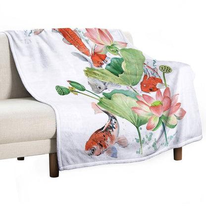 Koi Carp Fish Throw Blanket