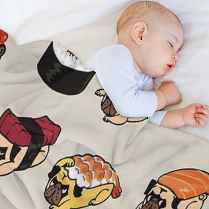 Sushi Pug Throw Blanket