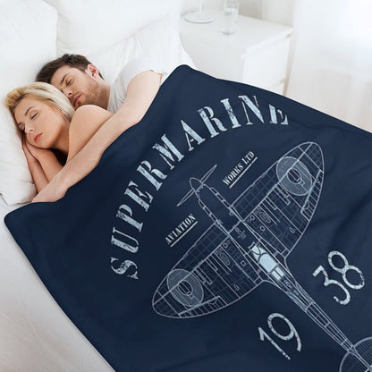 Spitfire Blueprint Throw Blanket