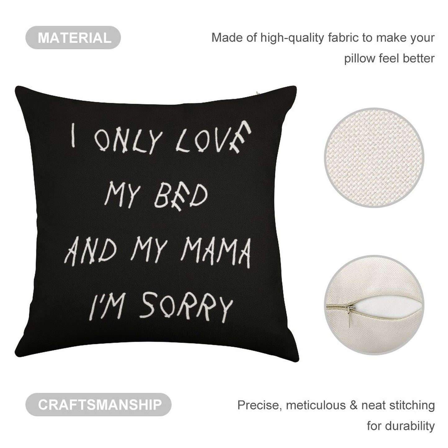 I Only Love My Bed And My Mama I'm Sorry Drake Lyrics God's Plan Linen Throw Pillow Cover