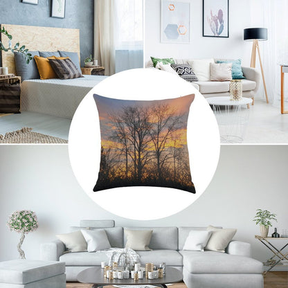Autumn Ember Silhouette Linen Throw Pillow Cover