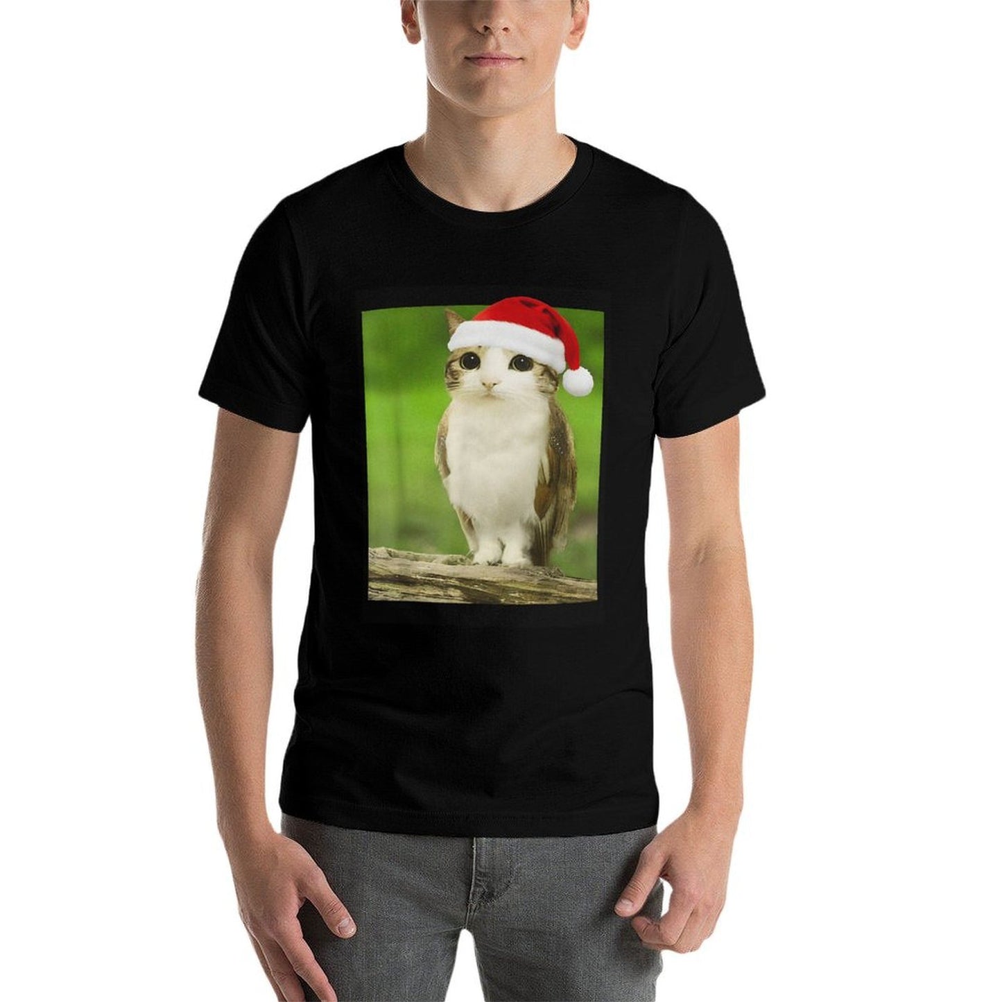 Funny Adorable Cat Owl Meme Meowl Christmas  Easy-care T-Shirt