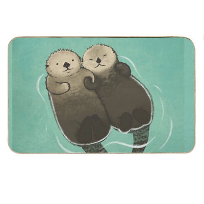 Significant Otters - Otters Holding Hands Bath Mat