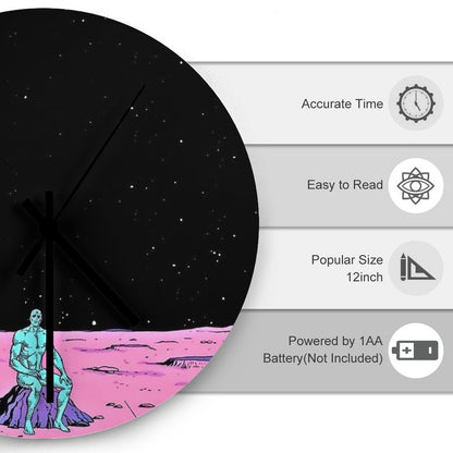 Dr. Manhattan Sitting on Mars (comic) Wall Clock