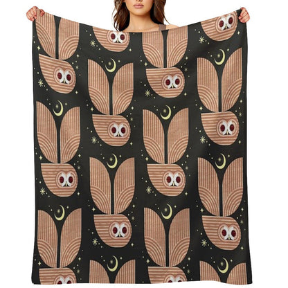 Barred Owl in Flight Throw Blanket